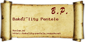 Bakálity Pentele névjegykártya